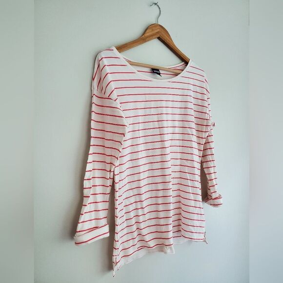 Patagonia shallow boaters neck rolled sleeve stripe top size Large - Picture 6 of 8
